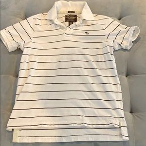 Abercrombie & Fitch stripe polo white brown muscle